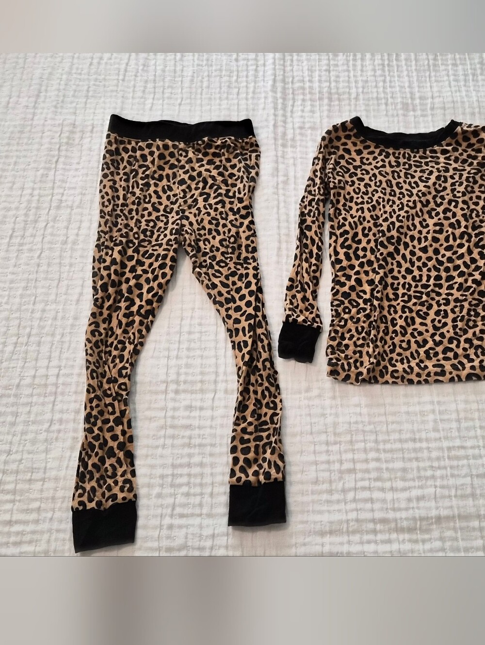 Little Sleepies Kids Leopard Print Pajama Set - Tan and Black